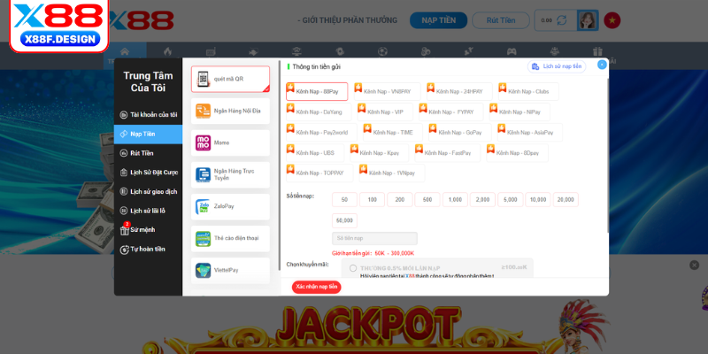 Hướng dẫn nạp tiền vào X88 chỉ với 3 bước